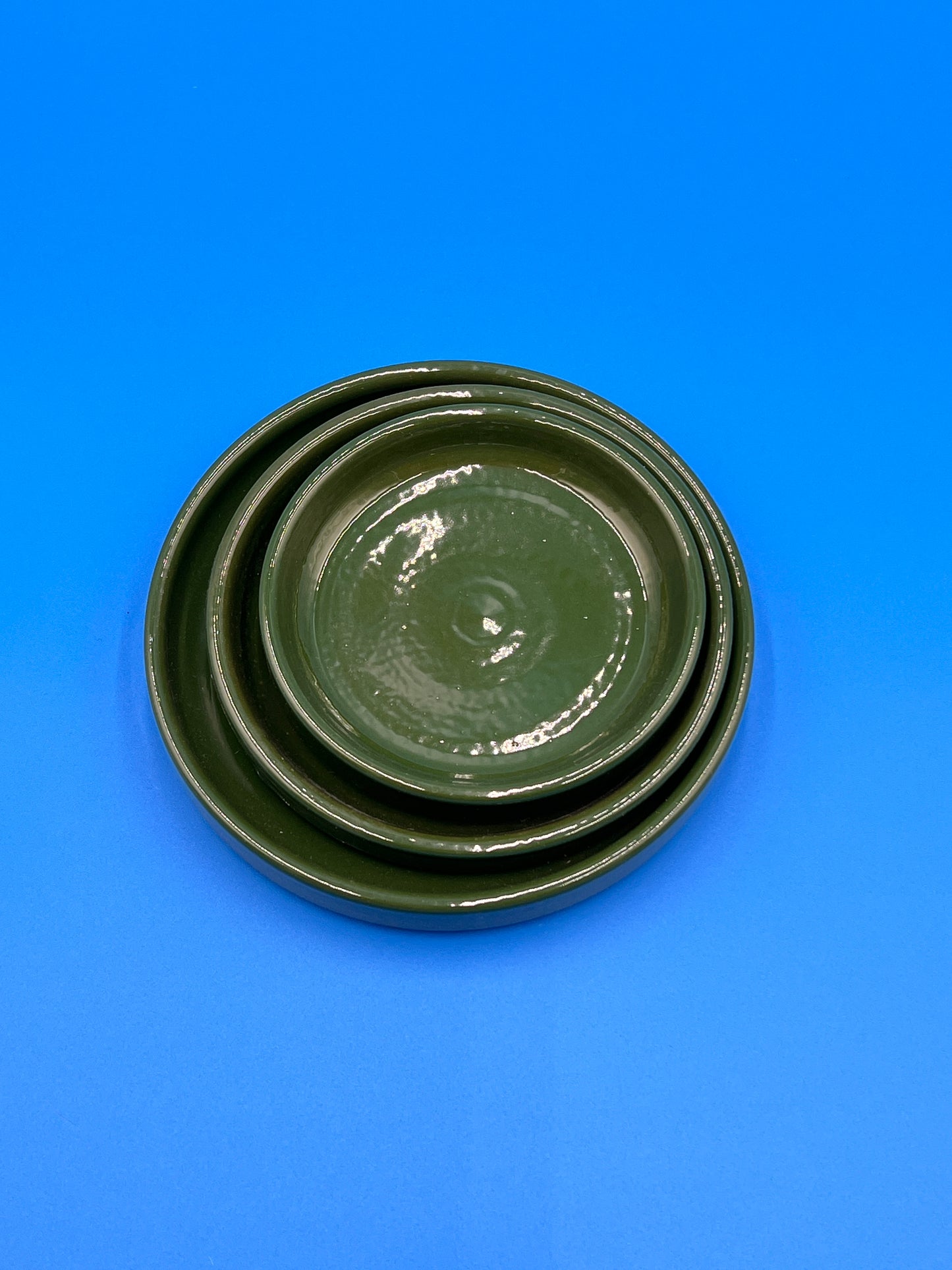 Nesting Tapas Plate Green Glaze - Set of 3
