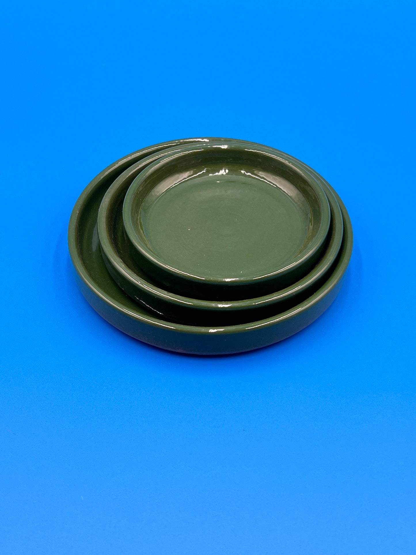 Nesting Tapas Plate Green Glaze - Set of 3