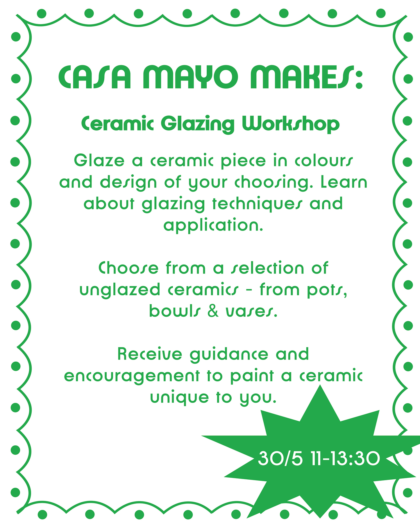 Ceramic Glazing Workshop 30/5