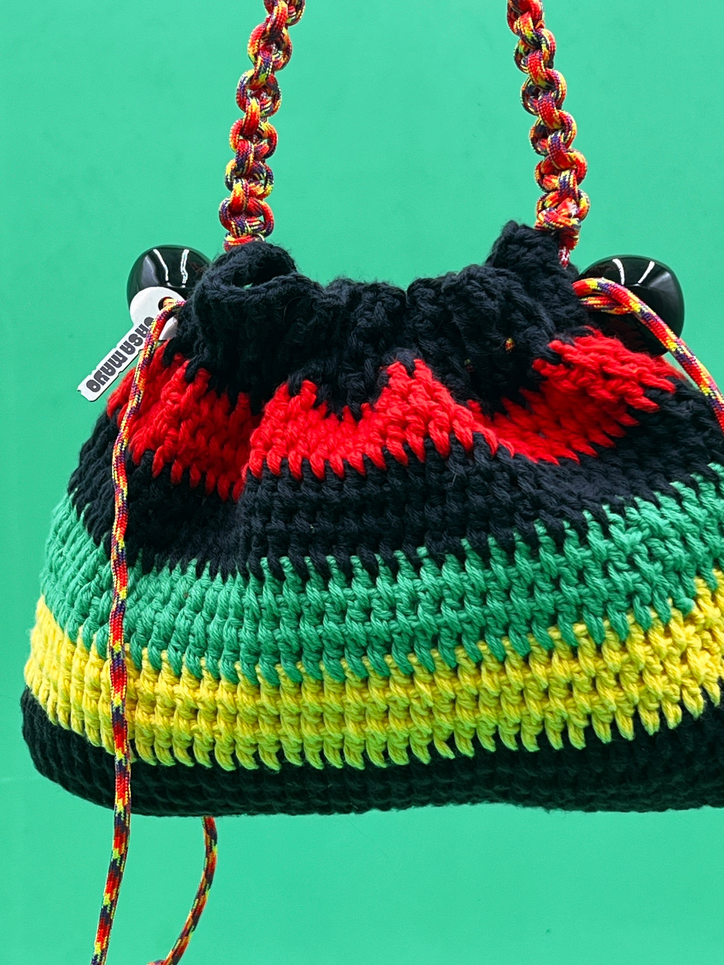 Bug Bag Black with Red, Green and Yellow Stripes